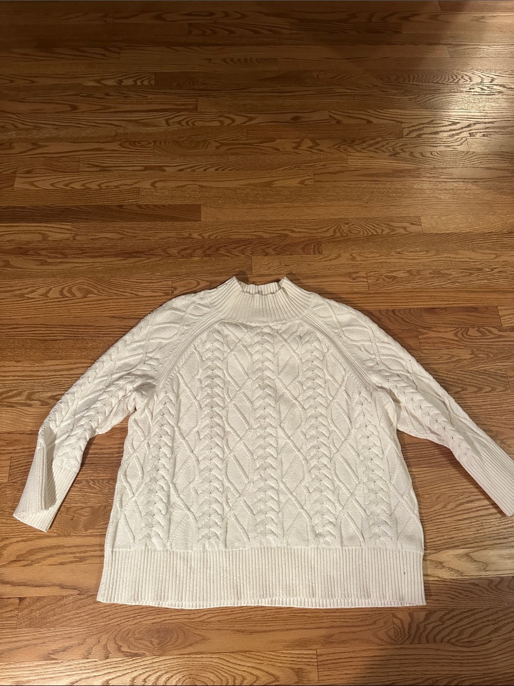Talbots Cream Cable Knit Turtleneck Sweater